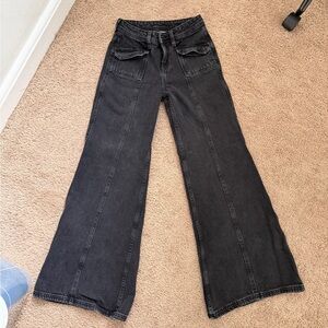 H&M Black Wide-Leg Flare Jeans
